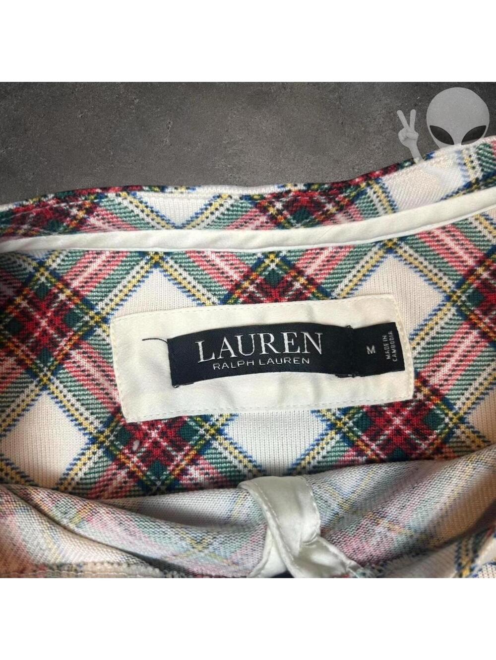 Lauren Ralph Lauren Holiday Tartan Plaid Henley Pajama Set Medium Ivory Red - Picture 2 of 8